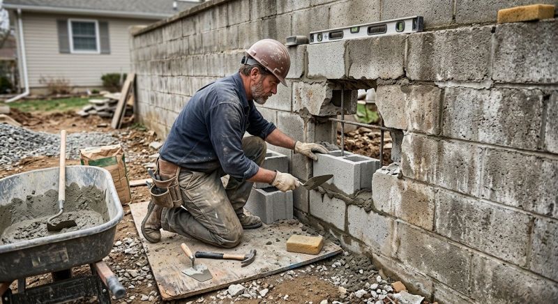 Cinder Block Wall Repair in Bismarck, ND