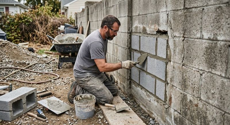 Cinder Block Wall Repair in Menoken, ND