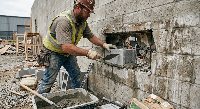 Cinder Block Wall Repair in Menoken, ND